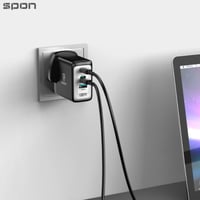 شاحن جداري عالمي 100 واط (2 منفذ تايب سي + USB+ من...