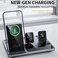 حامل شاحن لاسلكي 4 في 1 لشحن اجهزة متعددة متوافق م...