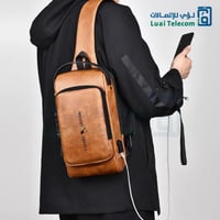 شنطة كتف وظهر للرحلات والسفاري بهاUSB للشحن - بني