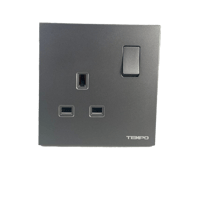 فيش 13 امبير مع مفتاح بيانو رمادي