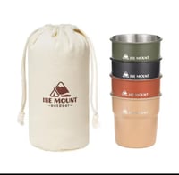 طقم أكواب معدنية بألوان متعددة (4 قطع) مع حقيبة قم...