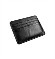 محفظة بطاقات جلدية نحيفة - أسود فاخر