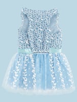 فستان أزرق للحيوانات الأليفة مطرز بأزهار