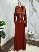 فستان كريب استرتش + تطريز يدوي علا نفس القماش