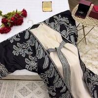 فستان خامه جازار مطرزه كبيوتر وفصوص زركون