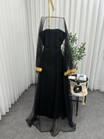 فستان اسود داخلية تفته سيلا + جازار لمعة + بشت تُل