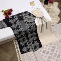 فستان خامه جازار مطرزه كبيوتر وفصوص زركون