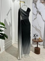 فستان سهرة نوع القماش _ شيفون مموج لمعه