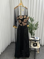 فستان اسود داخلية تفته سيلا + جازار لمعة + بشت تُل