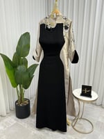 فستان قطعتين خامة ميكادو مع داخليه كريب استرتش