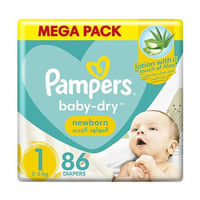 بامبرز مقاس (1) عبوة جامبو 86 حفاضة