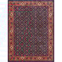 سجادة غرفة معيشة | نمط زهري كثيف باللون الكحلي الد...