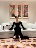 فستان كحلي غامق اكمام