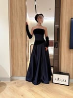 فستان كحلي اكمام