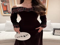 فستان بني بكلفه مميزه