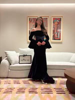 فستان كحلي غامق اكمام