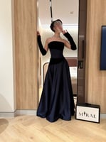 فستان كحلي اكمام