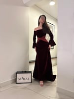 فستان كحلي غامق اكمام