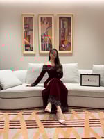 فستان برغندي بكلفه مميزه