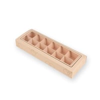 علب ورقية مستطيلة بيج للمعمول والشكولاتة مع تقسيما...