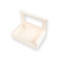 علب ورقية بيضاء للوجبات بغطاء متصل ونافذة شفافة لت...