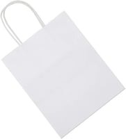 كيس ورق أبيض طولي بيد-27*21*11سم/12كيس