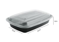 علب بلاستيك للميكروويف مستطيل بغطاء شفاف -750مل/ ا...