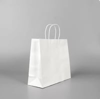 كيس ورق أبيض عرضي بيد-31.5*25*12سم/12كيس