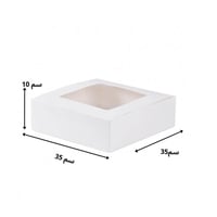علب ورقية بيضاء مربعة بغطاء شفاف و بنافذة 35*35*10...