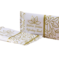 منشفه منعشه بغلاف ابيض وزخرفة ذهبية بدون رائحة / ا...