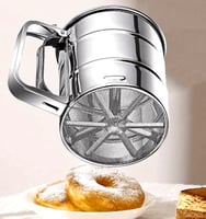 كوب منخل ستانليس ستيل للدقيق و السكر لون فضي-كبير...