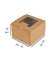 علب كرافت بني مربعة بغطاء شفاف 15*15*10 سم / 6 علب