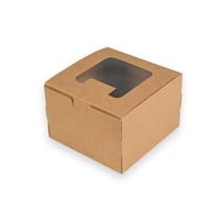 علب كرافت بني مربعة بغطاء شفاف 15*15*10 سم / 6 علب