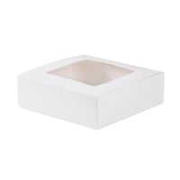 علب ورقية بيضاء مربعة بغطاء شفاف و بنافذة 35*35*10...