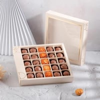 علب ورقية للشكولاتة والحلويات فاخرة بنافذة مربعة ش...