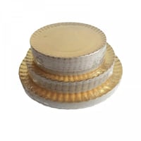 صحن ورق للكيك والحلي ذهبي دائري - 28سم/العدد 10 صح...