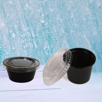 علبة بلاستيك سوداء للصوصات بغطاء منفصل شفاف - 3 أن...