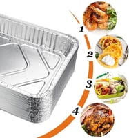 صحون ألمنيوم مستطيل مع الغطاء 33*26*6سم-3200مل/الع...