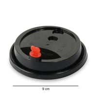 غطاء أسود دائري + قلب أحمر مقاس 12-14-16 أنز / الع...