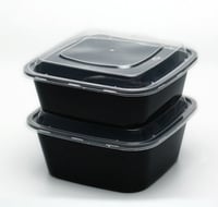 علب بلاستيك للميكروويف اسود بغطاء شفاف -650مل/العد...