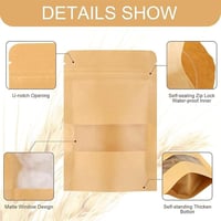 كيس ورق لتعبئة وحفظ القهوة والبهارات بنافذة شفافة-...