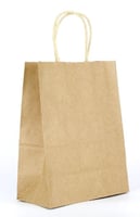 كيس ورق بني كرافت طولي بيد-27*21*11سم/12كيس