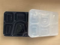 علب بلاستيك للميكروويف اسود بغطاء شفاف -6 أقسام/ ا...