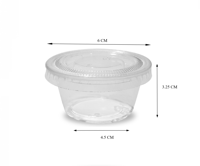 علبة بلاستيك للصوصات بغطاء منفصل شفاف - 2 أنز/العد...