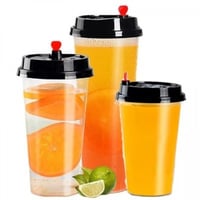 كأس شفاف بغطاء اسود وقلب احمر - 700 مل/ العدد 14 ك...