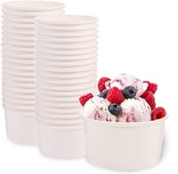 كوب ورق ابيض دائري للأيس كريم -8انز /العدد 25 كوب