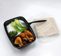 علب بلاستيك للميكروويف اسود بغطاء شفاف -قسمين / ال...