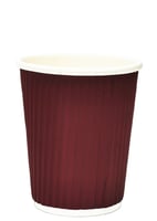 أكواب ورقية عنابي مموجة بدون غطاء 3 طبقات -12 أنز...