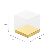 علبة بلاستيكية بقاعدة ذهبية للتوزيعات والحلويات 6...