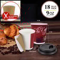 أكواب ورقية عنابي مموجة 3 طبقات-9 أنز / العدد 18 ك...